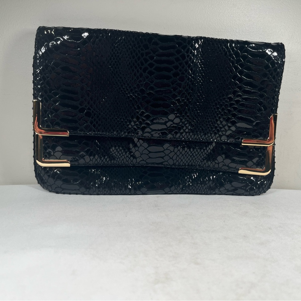 Michael Kors Black and Gold Textured Leather Wristlet
